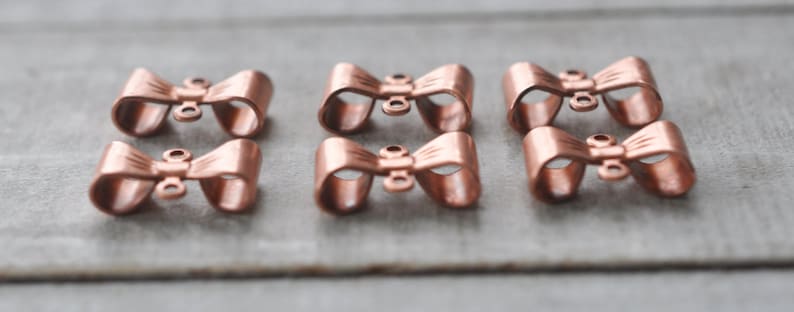 SIX Rose Gold Brass Bow Connectors