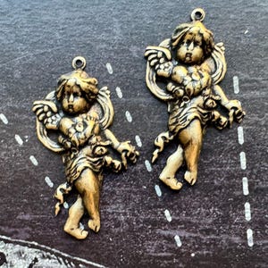 Medium Brass Angel Charms, Brass Ox, TWO