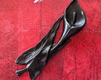 Brass Calla Lily Stamping: Victorian Revival Project (67x17mm), Black Satin Finish