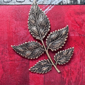 Large Leaf Brass Stamping, Brass Ox
