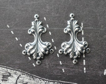 Curvy Earring Findings, One Pair, Sterling Silver Finish