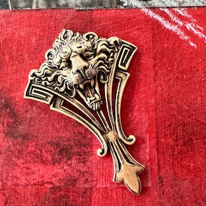 Art Deco Brass Lion on a Pedestal, Brass Ox, 25mm x 57mm