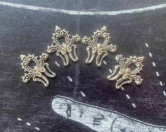 Filigree Accents, Brass Stamping, Brass Ox, FOUR