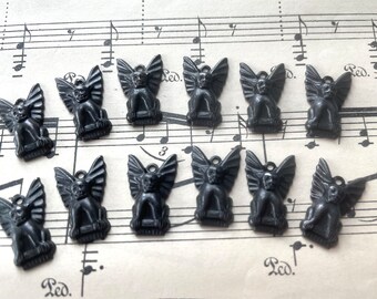 Brass Winged Gargoyle charms, Black Satin Finish