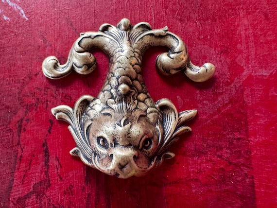 Brass Victorian Sea Monster, Brass Ox, 37mm x 42mm