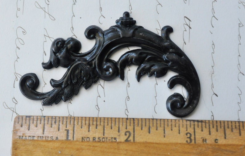 Brass Winged Gargoyles, Black Satin Finish, One Set, Left and Right, 77mm x 34mm image 2