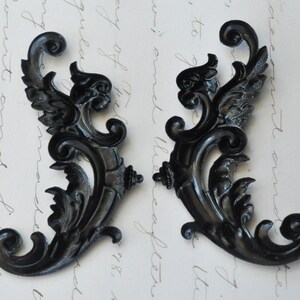 Brass Winged Gargoyles, Black Satin Finish, One Set, Left and Right, 77mm x 34mm image 4