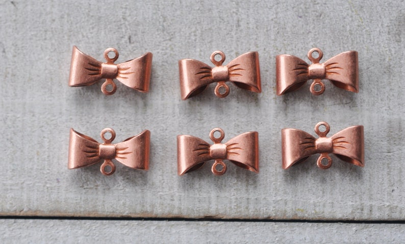 SIX Rose Gold Brass Bow Connectors