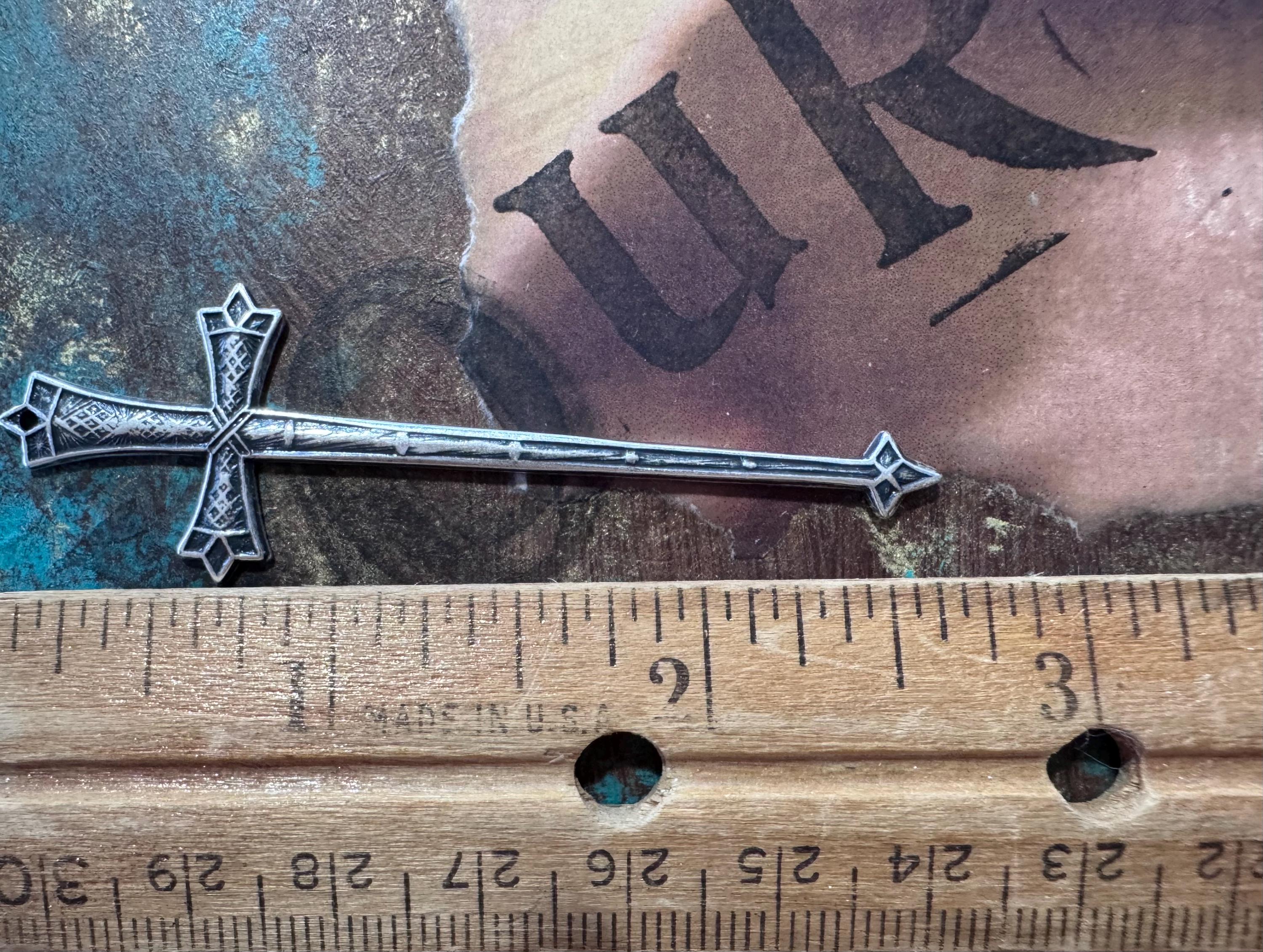 エクスカリバー剣2本、真鍮刻印、チャーム、スターリングシルバー