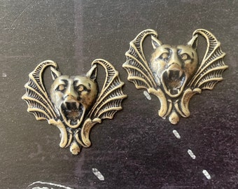 Mini Brass Vampire Gargoyles in Brass Ox finish, TWO