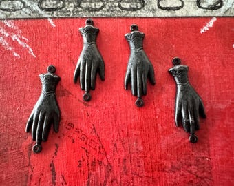 Conectores manuales de latón negro, acabado satinado negro, 24 mm x 8 mm, cuatro