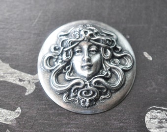Medusa Head Brass Medallions in Sterling Silver Finish