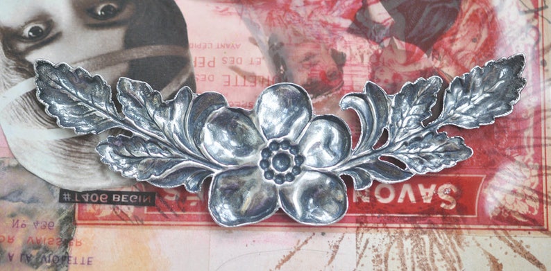 Sterling Silver Finish Brass Stampings TWO Floral Garland Base