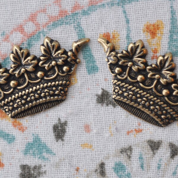 Small Crowns, Brass Ox, Brass Stampings, TWO