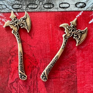 Fancy Medieval Brass Axes, Brass Ox, 59mm x 22mm