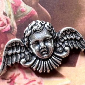 Cherub Brass Stamping, Sterling Silver Finish