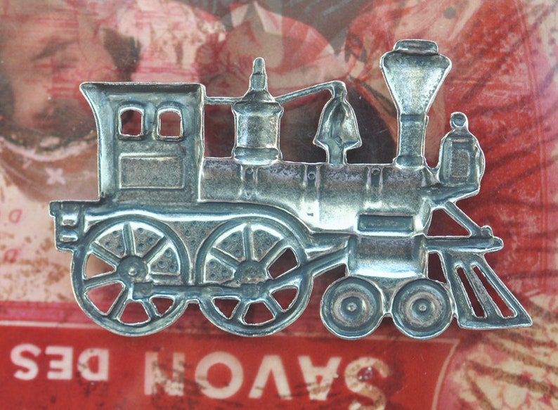 Sterling Silver finish Steam engine locomotive brass stamping