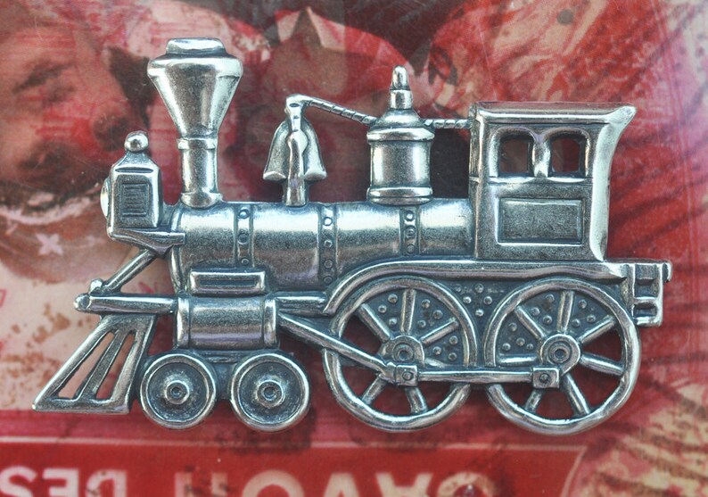 Sterling Silver finish Steam engine locomotive brass stamping