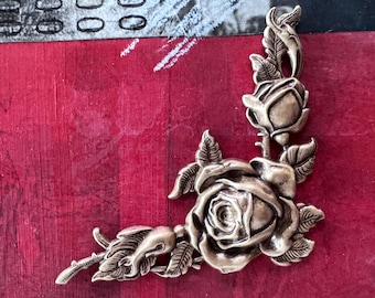 Large Rose Brass Corner, USA Made Brass Stamping