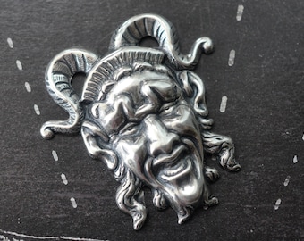 Creepy Brass Devil in Sterling Silver Finish, 45mm x 48mm