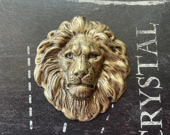 King of the Jungle Brass Lion in Brass Ox finish, 43mm x 47mm