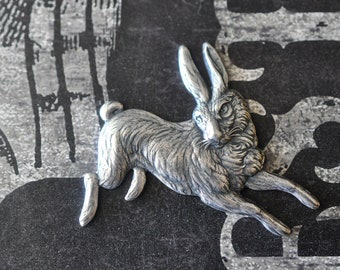 Wild Hare Brass Stamping, Sterling Silver Finish