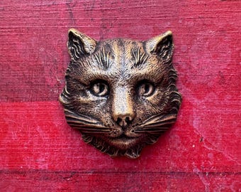 Estampage en laiton tête de chat, Monsieur Chat, Ox en laiton