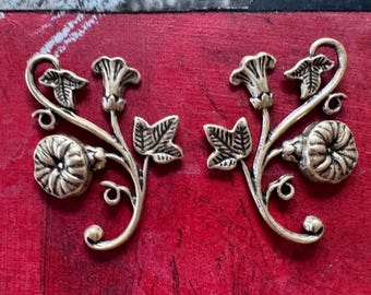 Left and Right Brass Morning Glory Flourishes, Brass Ox