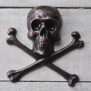 Large Skull Brass Stamping, Machinist Patina