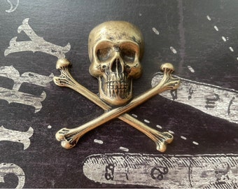 Large Skull Brass Stamping, Brass Ox