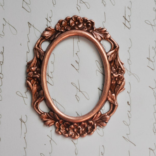 Open Cameo Setting, 30 X 40mm with Gaps, Rose Gold