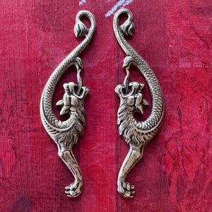 Left and Right Gargoyles, Brass Stampings, Brass Ox, ONE SET