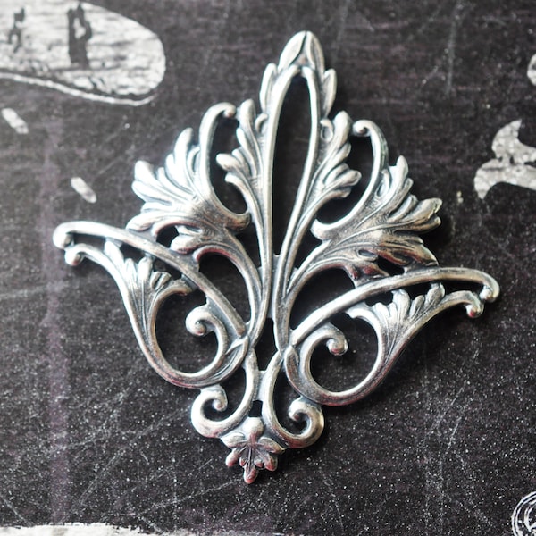 Brass Leafy Ornament in Sterling Silver Finish