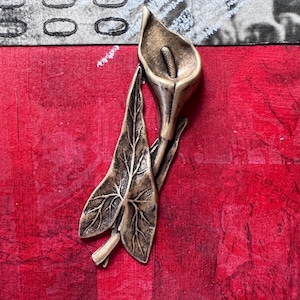 Brass Calla Lily and Leaf, Brass Stamping, Brass Ox