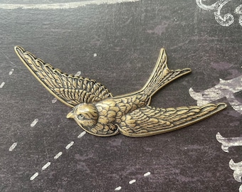 Large Bird in Mid-Flight, Brass Stampings, Brass Ox