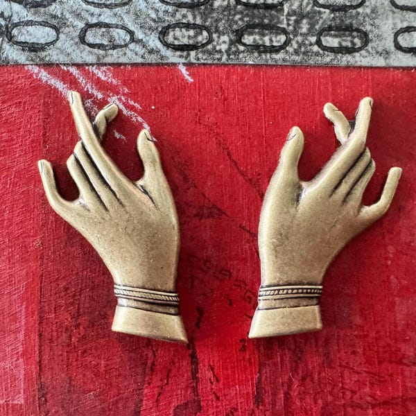 Linker en rechter koperen wijzers, messing ossenkleurige afwerking, ÉÉN SET