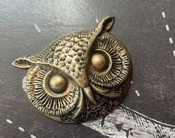 Large Brass Owl Head, Brass Ox, Made in the USA