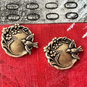 Cercles victoriens avec breloques moineau, estampes en laiton, bœuf en laiton