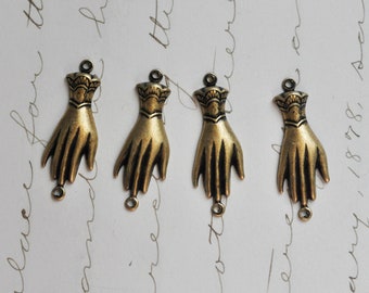 Brass Hand Connectors, Brass Ox Finish, 24mm x 8mm, FOUR