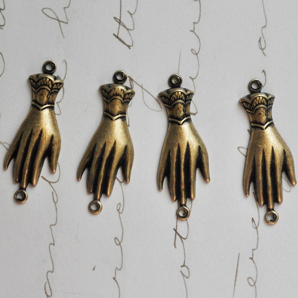 Brass Hand Connectors, Brass Ox Finish, 24mm x 8mm, FOUR