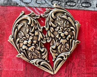 Art Nouveau Brass Heart, Brass Ox