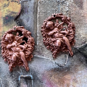 Cupid with Arrow Brass Charms, ROSE OX, TWO