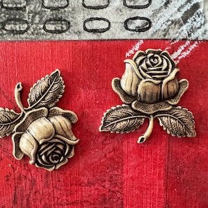 Rose Brass Stampings, Brass Ox, TWO