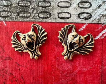 Mini Brass Vampire Gargoyles in Brass Ox finish, TWO
