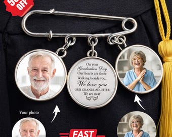 On Your Graduation Day My Heart Is.. Charm Pin, Custom Graduation Label Pin Photo and Text Charm, Graduation Memorial Label Photo Charm Pin