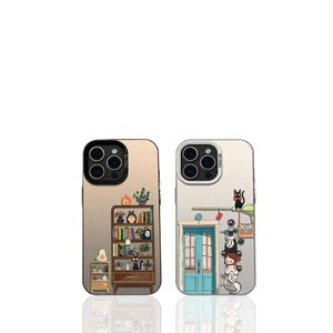 Ghibli Studio Shelf Funda para iPhone / Totoro Jiji No Face Estética Cubierta a prueba de golpes