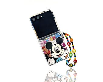 Cute Mickey &Friends Foldable Case | Transparent Protective Cover for Samsung Galaxy Z Flip Cute Kawaii Clear Anime Folding Phone Cover Gift