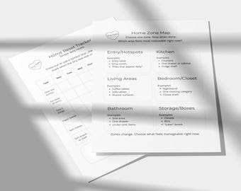 Mapa de zonas del hogar / Herramienta de organización del hogar sencilla / Método de pequeñas tareas imprimible / Descarga digital