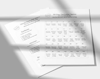 Lot de désencombrement, méthode Petites tâches | Système de désencombrement doux pour la maison | Imprimables minimalistes de réinitialisation | Téléchargement numérique