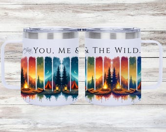 Personalized Coffee Cup/ Insulated Coffee Mug/ Coffee Mug with Handle/ Travel Mug/ Couple Mug With Handle/Travel Coffee Cup with Handle